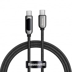 Baseus USB-C - USB-C 100 W (20 V / 5 A) cablu PD de 1 m cu ecran de afișare negru (CATSK-B01)