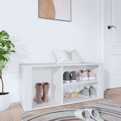 vidaXL Pantofar, alb, 100x35x45 cm, lemn compozit foto