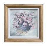 Cumpara ieftin Tablou vechi pictat manual inramat, Vaza cu flori, 55x55cm ulei pe panza, nesemnat