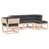 Set mobilier de gradina cu perne, 5 piese, lemn masiv de pin