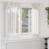 Perdele Voile Crem 140x140 cm vidaXL - Set 2 Bucati, Opritori Lumina, Semi-transparente, Poliester, Usor de Agatat