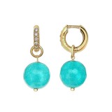 Cumpara ieftin Cercei Argint 925 placat aur, jad verde acvatic, Harmony, 3cm, sfere 12mm, Handmade Italy