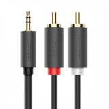 CABLU audio Ugreen, &quot;AV102&quot; stereo 3.5 mm jack (T) la 2 x RCA (T), 5m, conectori auriti, gri &quot;10513&quot; (timbru verde 0.18 lei) - 6957303815135