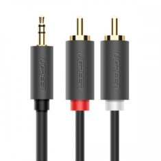 CABLU audio Ugreen, &amp;quot;AV102&amp;quot; stereo 3.5 mm jack (T) la 2 x RCA (T), 5m, conectori auriti, gri &amp;quot;10513&amp;quot; (timbru verde 0.18 lei) - 6957303815135 foto