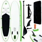 SUP Gonflabila Gossi 330cm, Verde/Alb, Set Complet: Vasla Aluminiu, Pompă, Geantă, Kit Reparatii. Max 80kg, Adulti