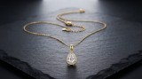 Cumpara ieftin Lantisor din argint 925 placat cu aur cu medalion Lacrima halo si cristal teardrop