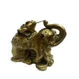 Statueta Feng Shui Elefant cu Broasca raioasa si monede, 11cm, FS98