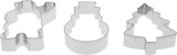 Set 3 decupatoare inox MagicHome de Craciun: brad, Mos Craciun, om de zapada