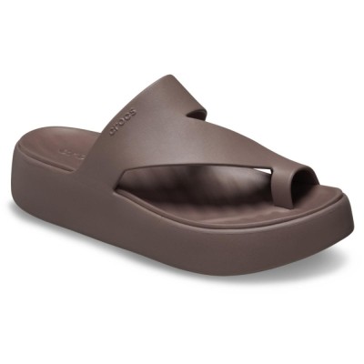 Papuci Crocs Getaway Platform Toe Loop Maro - Truffle foto