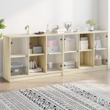 vidaXL Bibliotecă cu uși stejar sonoma 204x37x75 cm lemn compozit 3206533