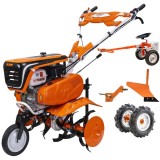 Ruris 7500ACC2 - Motosapa General Engine - 7 CP 560-830 mm 3 viteze (2 inainte + 1 inapoi) benzina fara plumb roti cauciuc plug adaptor accesoriu trac