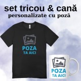 Set Tricou si Cana Personalizabila cu Poza , Cadou Unic pentru El si Ea
