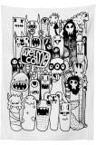 Pătură de masă dreptunghiulară Indie Monster 140 x 240 cm, neagră și albă