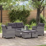 VidaXL Set mobilier grădină cu perne, 6 piese, gri &icirc;nchis, poliratan 46150