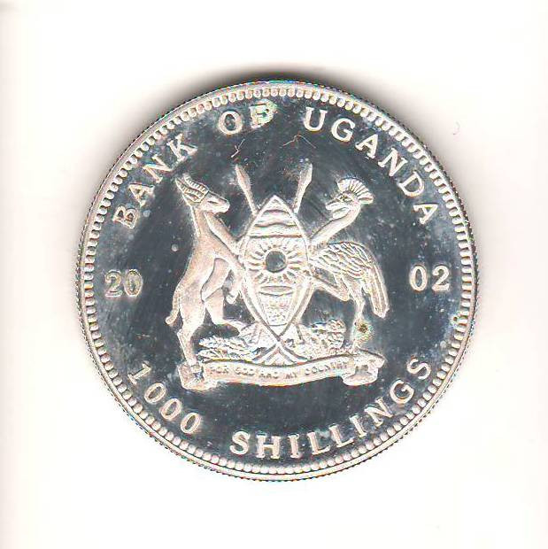 SV * Uganda 1000 SHLLING 2002 * FAUNA - GORILA AFRICANA * AUNC + / ex PROOF