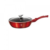 Tigaie adanca cu capac 24 CM, Burgundy Metallic Line, Berlinger Haus