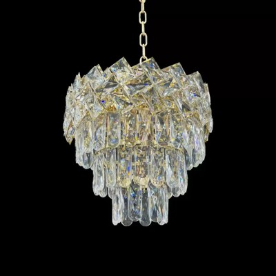 Candelabru Cristal 3 x E27 Diametru 30cm Auriu Greyson foto