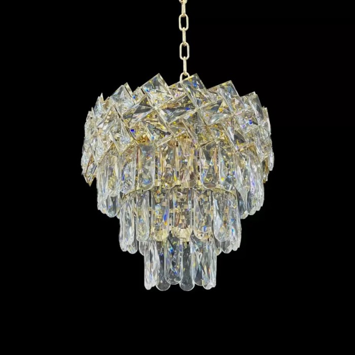 Candelabru Cristal 3 x E27 Diametru 30cm Auriu Greyson