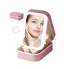 Portfard cosmetice cu oglind&Auml; led, 3 modele de lumin&Auml;, &Atilde;nc&Auml;rcare usb, baterie 1200 mah, compartimentat, imita&Egrave;ie piele, roz, 16.5x11.5x6 cm