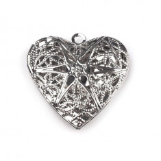 Pandantiv metalic cu medalion pentru poza inima, 26 x 26 mm Platinum