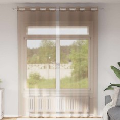 vidaXL Perdele Voile cu Oeje 2 buc Maro Deschis 4102129