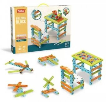 Set Scaun si Masuta educativa pentru construit, 140 piese