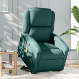 vidaXL Fotoliu rabatabil de masaj, cu ridicare, verde &icirc;nchis, textil