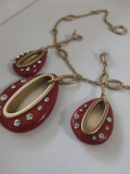 Set ROSU bijuterii dama RED -placat cu Aur 18k si Swarovski