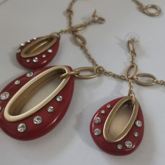 Set ROSU bijuterii dama RED -placat cu Aur 18k si Swarovski