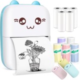 Mini Imprimanta Termica Portabila Bluetooth cu 13 Role Hartie, Imprimare APP, 1200 mAh, IOS Android