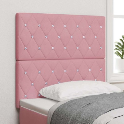 vidaXL Tăblie din Catifea Argyle cu headboard Manual Roz 90 cm Catifea 3337751 foto