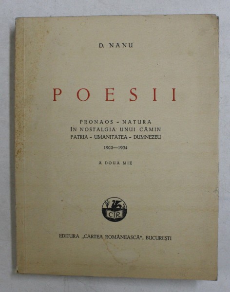 POESII de DUMITRU G. NANU , 1934