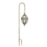 Lampion Gradina Metal Auriu Argintiu 88.5cm, Picior, Sticla Transparenta, Decor Dantelarie Fina, Veioza, Lustra, Lampadar Exterior