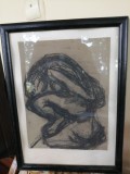 Desen in carbune - Mane- Katz - Original, semnat, vandut anterior cu 15000 lei, Abstract, Impresionism