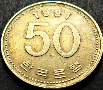 Moneda 50 WON - COREEA DE SUD, anul 1991 * cod 3973 foto