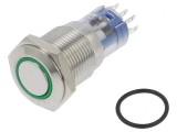 Comutator anti-vandalism DPDT IP67 verde 3A 250VAC
