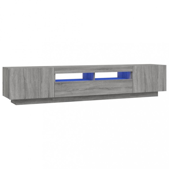 Set dulapuri TV cu LED, 2 piese, gri sonoma, lemn prelucrat