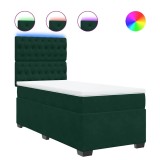 Cumpara ieftin Pat box spring cu saltea, verde inchis, 100x200 cm, catifea