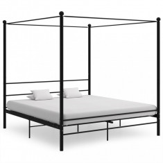 vidaXL Cadru de pat cu baldachin, negru, 200x200 cm, metal foto