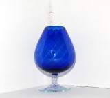 Bol pedestal (cognac brandy vase) cristal albastru saphire suflat manual - Optical 2 - Empoli, Italia