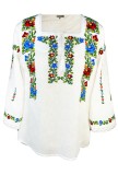 Bluza tip ie traditionala, dama ML 237 alb/verde broscuta, marime 2XL