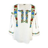 Bluza tip ie traditionala, dama ML 237 alb/verde broscuta, marime 3XL