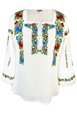Bluza tip ie traditionala, dama ML 237 alb/verde broscuta, marime XL foto