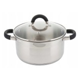 Oala din inox cu capac sticla, fund termic multistrat, 1litru, 14cm, Kinghoff