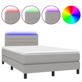 Cumpara ieftin Pat cu arcuri, saltea si LED, gri deschis, 120x200 cm, textil