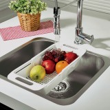 Strecurătoare Chiuvetă Extensibilă, Plastic, Dimensiune 32x20 cm, Culoare Albă, cu maner, Oem