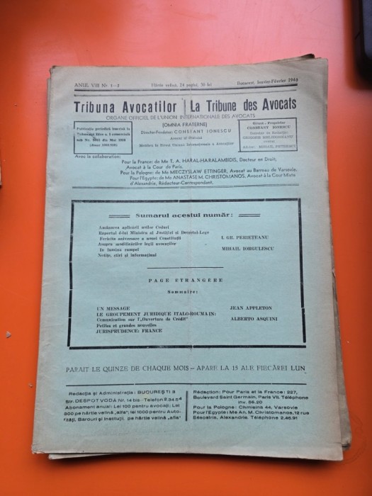 Tribuna Avocatilor nr. 1-2/ianuarie-februarie 1940
