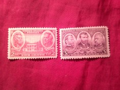 2 Timbre SUA 1936 Generali ai Armatei SUA , valorile 2c si 3c