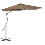 VidaXL Umbrelă de soare de exterior, st&acirc;lp din oțel, gri taupe, 300 cm