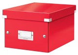 Cutie depozitare Leitz WOW Click &amp; Store, carton laminat, partial reciclat, pliabila, cu capac, 22x16x28 cm, rosu